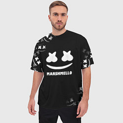 Футболка оверсайз мужская Marshmello белое лого, цвет: 3D-принт — фото 2