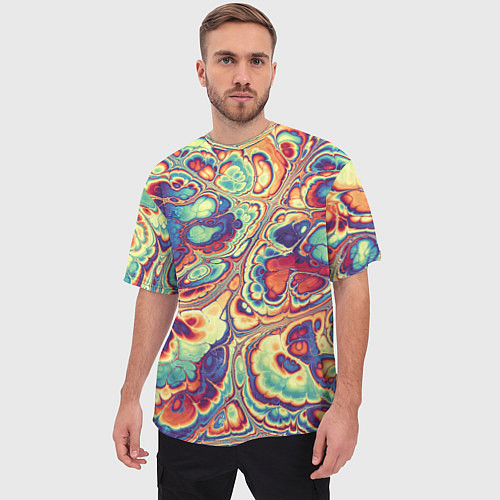 Мужская футболка оверсайз Абстрактный разноцветный паттерн / 3D-принт – фото 3