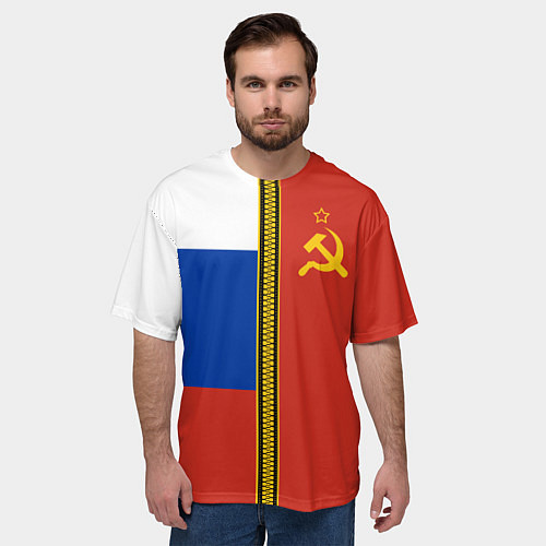 Мужская футболка оверсайз Россия и СССР / 3D-принт – фото 3