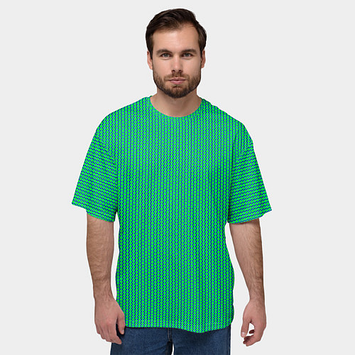 Мужская футболка оверсайз Паттерн салатовый шестигранник / 3D-принт – фото 3