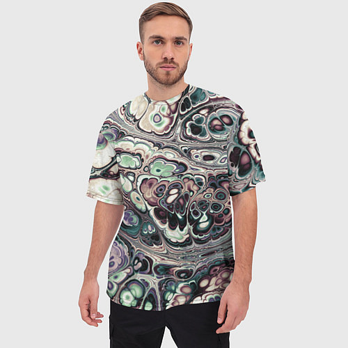 Мужская футболка оверсайз Абстрактный разноцветный узор / 3D-принт – фото 3