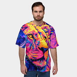 Футболка оверсайз мужская Лев светящийся неоновый, цвет: 3D-принт — фото 2