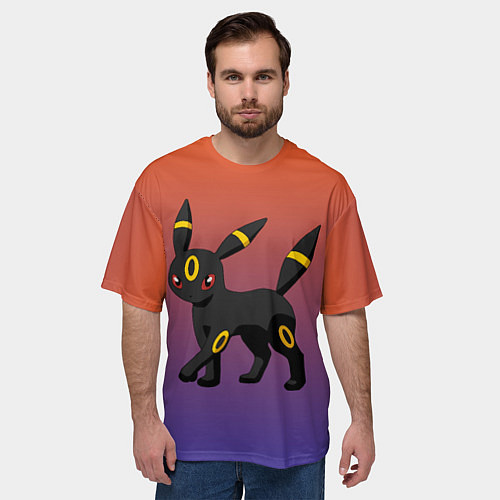 Мужская футболка оверсайз Умбреон покемон-кот / 3D-принт – фото 3