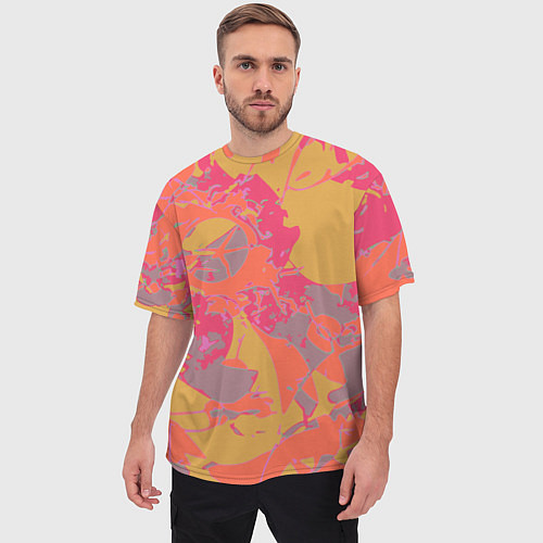 Мужская футболка оверсайз Цветной яркий камуфляж / 3D-принт – фото 3