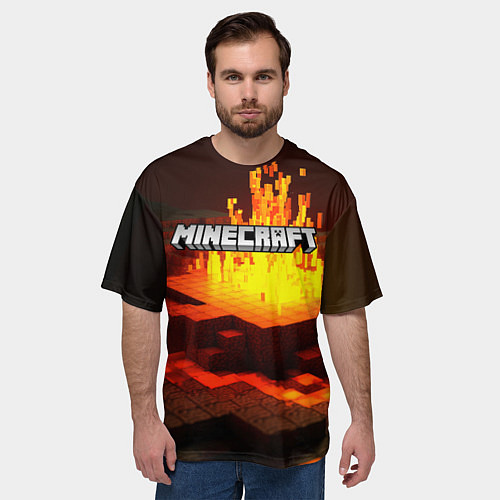 Мужская футболка оверсайз Огненный minecraft / 3D-принт – фото 3