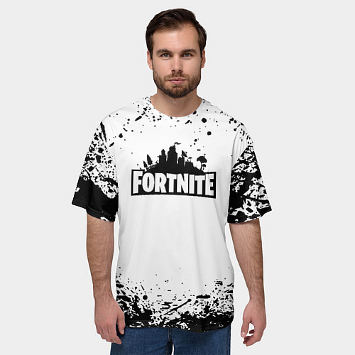 Мужская футболка оверсайз Fortnite краски чёрные / 3D-принт – фото 3