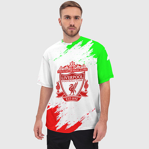 Мужская футболка оверсайз Liverpool краски спорт / 3D-принт – фото 3