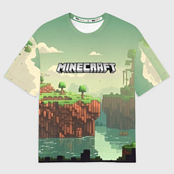 Футболка оверсайз мужская Minecraft logo квадратный мир, цвет: 3D-принт