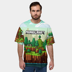 Футболка оверсайз мужская Minecraft logo квадратный мир, цвет: 3D-принт — фото 2
