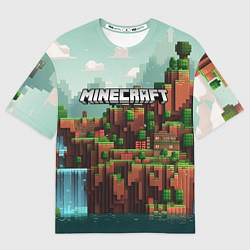 Футболка оверсайз мужская Minecraft logo квадратный мир, цвет: 3D-принт