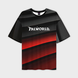 Футболка оверсайз мужская Palworld logo black red abstract, цвет: 3D-принт