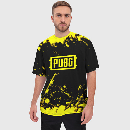 Мужская футболка оверсайз Пабг жёлтые краски геймер / 3D-принт – фото 3