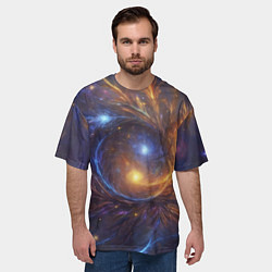Футболка оверсайз мужская Открытая манипура чакра - космическая, цвет: 3D-принт — фото 2