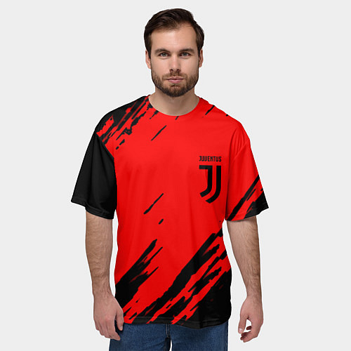 Мужская футболка оверсайз Juventus краски спорт фк / 3D-принт – фото 3