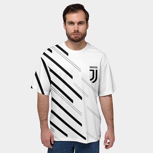 Мужская футболка оверсайз Juventus sport geometry / 3D-принт – фото 3