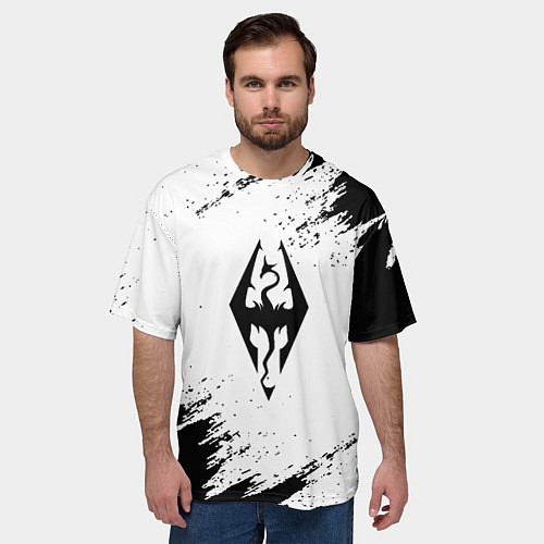 Мужская футболка оверсайз The Elder Scrolls Online краски чёрные / 3D-принт – фото 3