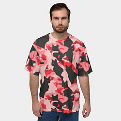Футболка оверсайз мужская Розовый камуфляж из котов, цвет: 3D-принт — фото 2