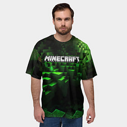Футболка оверсайз мужская Minecraft logo зеленые кубики, цвет: 3D-принт — фото 2