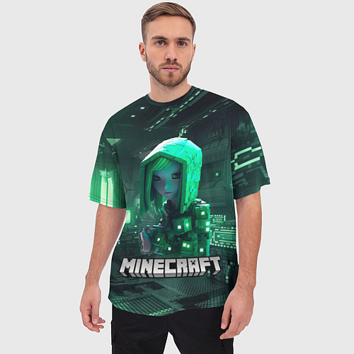 Мужская футболка оверсайз Minecraft девушка хакер / 3D-принт – фото 3