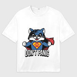 Футболка оверсайз мужская Котейка супергерой, цвет: 3D-принт