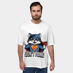 Футболка оверсайз мужская Котейка супергерой, цвет: 3D-принт — фото 2