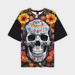 Футболка оверсайз мужская Bright colors and a skull, цвет: 3D-принт