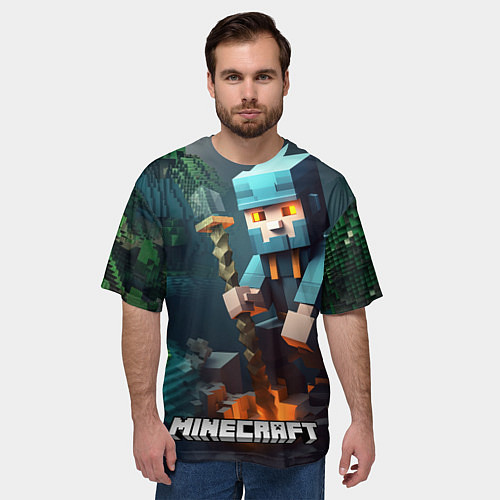 Мужская футболка оверсайз Minecraft персонаж у костра / 3D-принт – фото 3