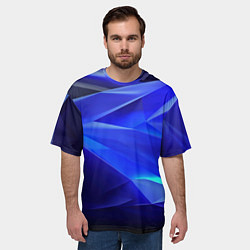 Футболка оверсайз мужская Black and blue abstract background sport style, цвет: 3D-принт — фото 2