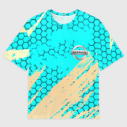 Футболка оверсайз мужская Nissan текстура краски, цвет: 3D-принт