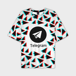 Футболка оверсайз мужская Telegram logo pattern steel, цвет: 3D-принт