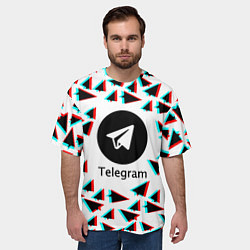 Футболка оверсайз мужская Telegram logo pattern steel, цвет: 3D-принт — фото 2