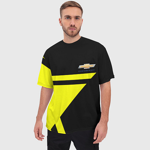 Мужская футболка оверсайз Chevrolet yellow star / 3D-принт – фото 3