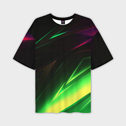 Футболка оверсайз мужская Geometry stripes кислотный неон, цвет: 3D-принт