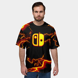 Футболка оверсайз мужская Нинтендо шторм огненоое лого, цвет: 3D-принт — фото 2