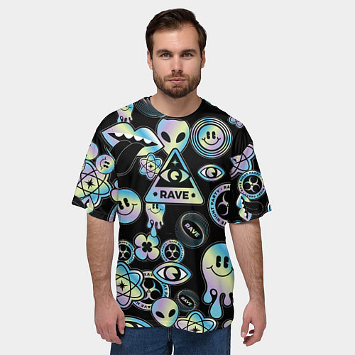 Мужская футболка оверсайз Rave gradient / 3D-принт – фото 3