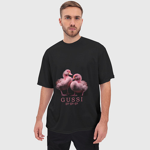 Мужская футболка оверсайз Два маленьких гуся: Gussi ga-ga-ga / 3D-принт – фото 3