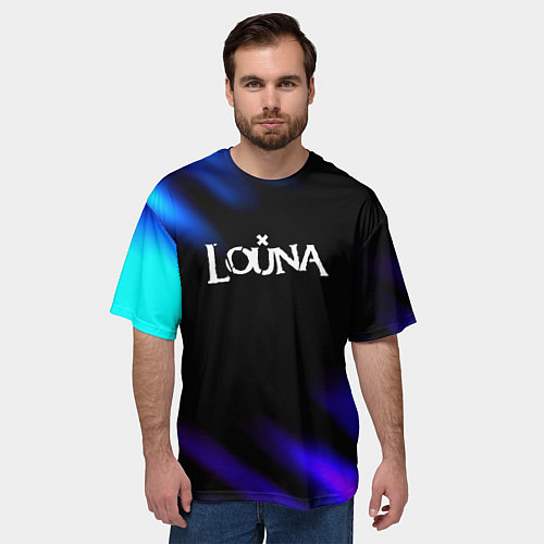 Мужская футболка оверсайз Louna neon bend / 3D-принт – фото 3