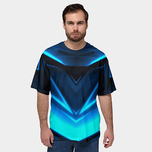 Мужская футболка оверсайз Geometry stripes неон / 3D-принт – фото 3