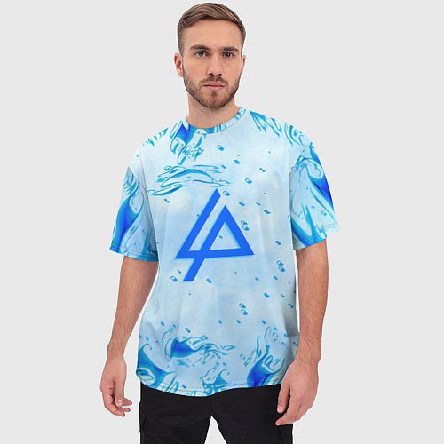 Мужская футболка оверсайз Linkin park холодный огонь бренд / 3D-принт – фото 3