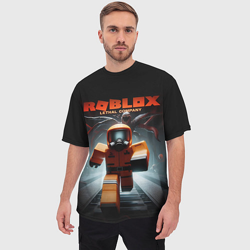 Мужская футболка оверсайз Lethal company Roblox / 3D-принт – фото 3