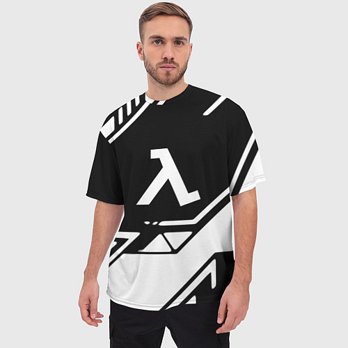 Мужская футболка оверсайз Half life текстура геометрия / 3D-принт – фото 3