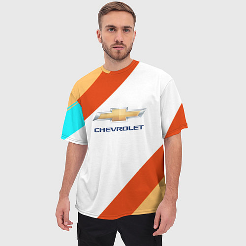 Мужская футболка оверсайз Chevrolet line / 3D-принт – фото 3