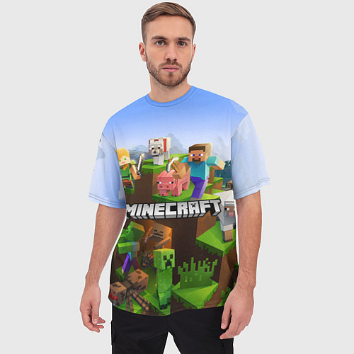 Мужская футболка оверсайз Minecraft pixel world / 3D-принт – фото 3