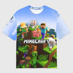 Футболка оверсайз мужская Minecraft pixel world, цвет: 3D-принт