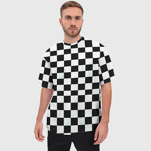 Мужская футболка оверсайз Шахматный паттерн доска / 3D-принт – фото 3