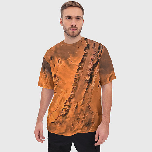 Мужская футболка оверсайз Каналы на Марсе - star dust / 3D-принт – фото 3