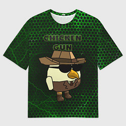 Футболка оверсайз мужская Chicken gun green, цвет: 3D-принт