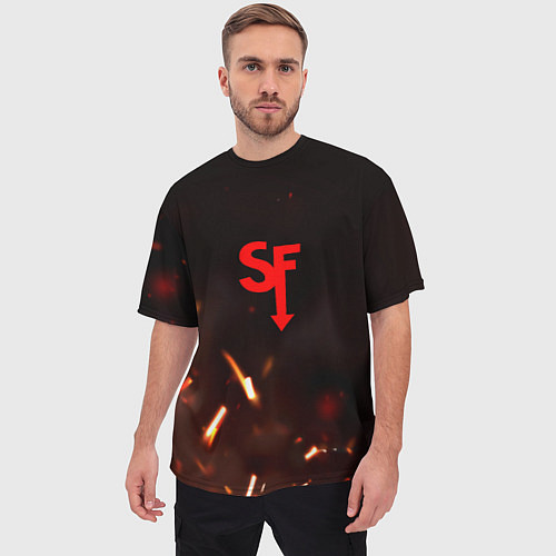 Мужская футболка оверсайз Sally face искры огня / 3D-принт – фото 3