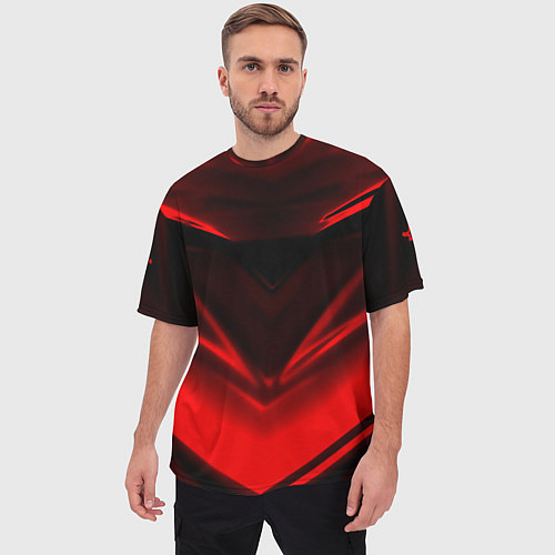 Мужская футболка оверсайз Geometry stripes line / 3D-принт – фото 3