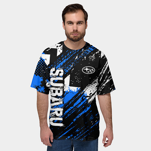 Мужская футболка оверсайз Subaru - sport style / 3D-принт – фото 3